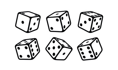 A set of dice. Cube for table, gambling. Isolated vector illustration on white background. - obrazy, fototapety, plakaty