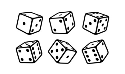 A set of dice. Cube for table, gambling. Isolated raster illustration on white background.