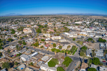 Aerial View of Downtown Brawley, California in the Imperial Valley - obrazy, fototapety, plakaty