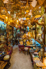 Egyptian bazaar filled with lamps 