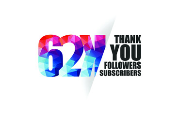 62K, 62.000 followers, subscribers design for internet, social media, anniversary and celebration achievement-vector