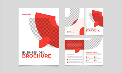 Business Idea Corporate bifold brochure template with modern, minimal and abstract design
