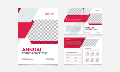 Annual Conference Corporate Business bifold brochure template with modern, minimal and abstract design