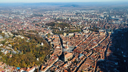 Fototapeta na wymiar Aerial drone view of Brasov, Romania