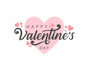Happy Valentines Day typography poster with handwritten calligraphy text, Vector illustration