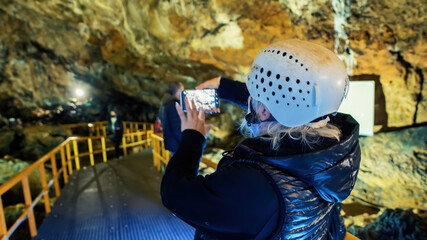 View of The Ialomitei Cave in Bucegi Mountains, Romania