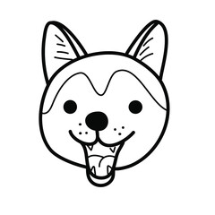 Husky akita dog. Muzzle face of a Shiba Inu dog in a doodle sketch style. Outline of the pet's head. Stock vector illustration drawn by hand.