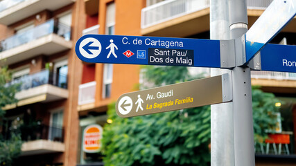 Landmarks post in Barcelona, Spain