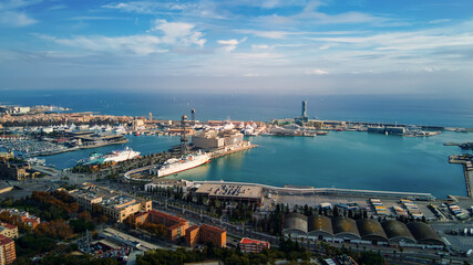 Obraz premium Aerial drone view of Barcelona, Spain