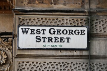 Street name sign for West George street in Glasgow Scotland