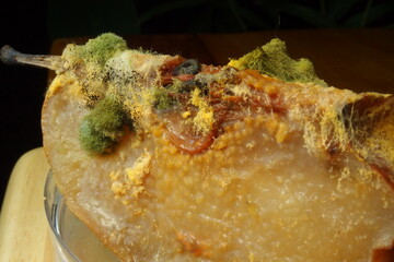 closeup pear are severely damaged by Aspergillus sp. disease, which causes the fruit to rot, become pale, and wither.