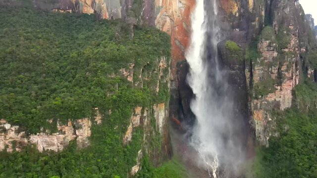 Scenic Aerial view of Angel Fall world's highest waterfall in Venezuela