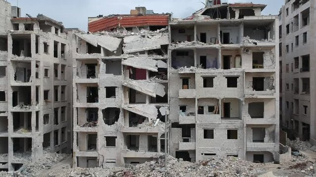February 12, 2018 Idlib Syria - The settlement damaged by the war.
