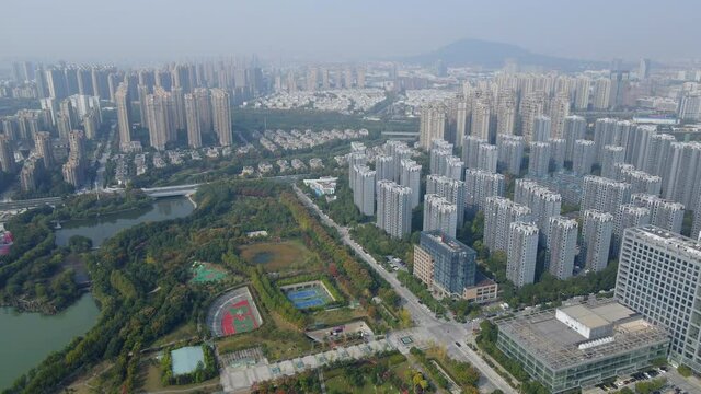 aerial photography hefei city architecture landscape skyline