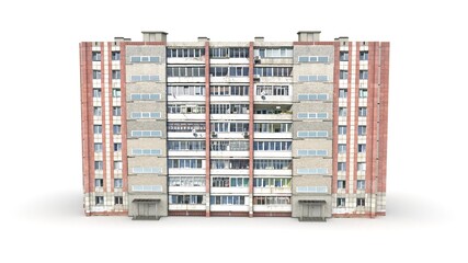 Old building render on a white background. 3D rendering