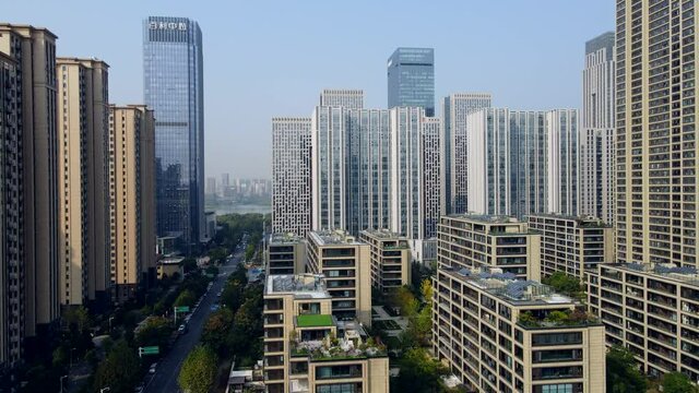 aerial photography hefei city architecture landscape skyline