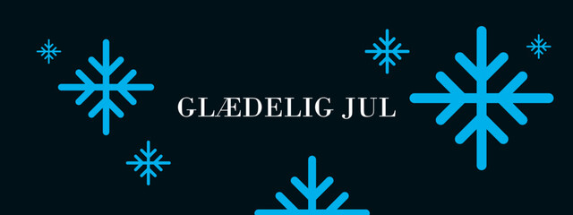Fototapeta Julekort på en mørkeblå baggrund. Glædelig jul tekst med snefnug, Vector obraz