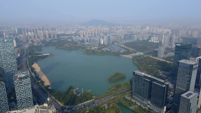 aerial photography hefei city architecture landscape skyline