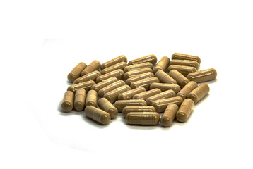 Medications on a white background scattering