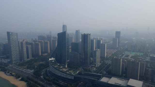 aerial photography hefei city architecture landscape skyline