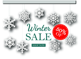 Fototapeta premium Winter sale social media post frame. Background, greeting cards, poster.