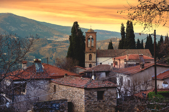 The old historical village of Ampelakia, Larissa, Greece