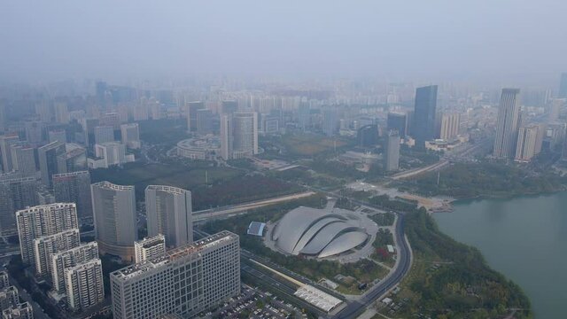 aerial photography hefei city architecture landscape skyline
