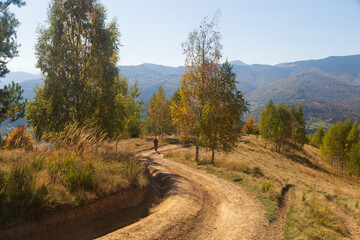 Makovytsia Mountain Trail. Carpathians. Ukraine. Colorful autumn in the Carpathian mountains.