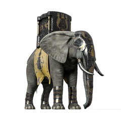 elephant warrior in white background