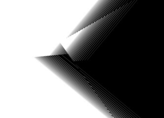 Smooth striped transition from black to white from thin straight broken lines. Trendy vector background.