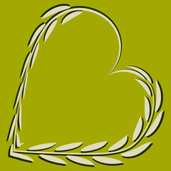 Heart of leaves. Grass. Congratulations on Valentine, Valentin Day. Design element