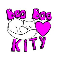 Silhouette of a cat and a heart. Abstraction. On white background.