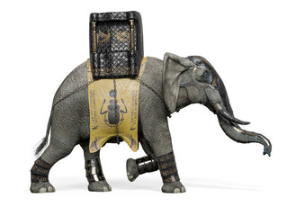 elephant warrior is walking side view