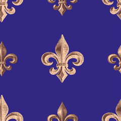 Seamless pattern of french lily medieval royal symbol