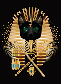 Ägyptische Katzen Göttin mit Pharaonen Zepter