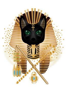 Ägyptische Katzen Göttin mit Pharaonen Zepter