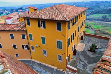 landscape of the small medieval village of Lari in Tuscany, Pisa, Italy