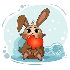 Cute rabbit with a heart vector