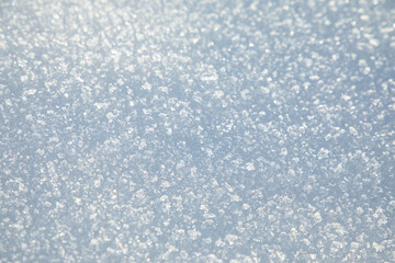 Close up of fresh snow texture background.