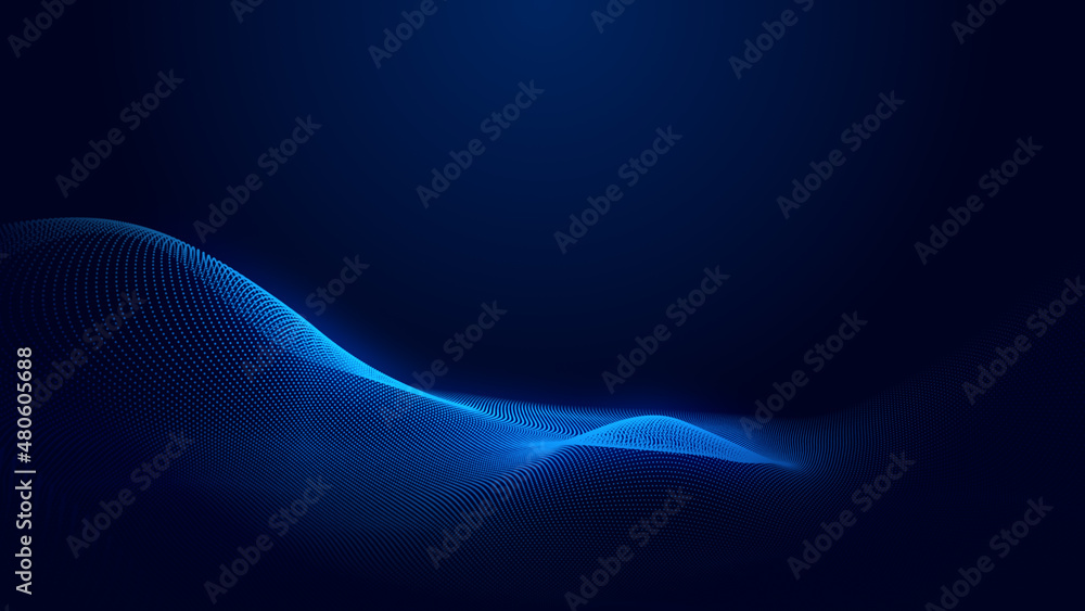 Canvas Prints abstract dot blue wave gradient texture technology background.