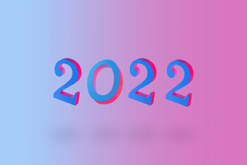 New year 2022. Bright colorful numbers. Minimal concept.