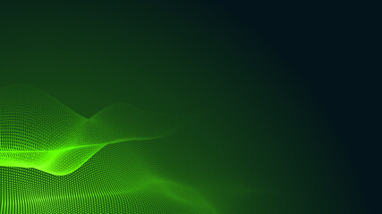 Abstract dot green wave gradient texture technology background.