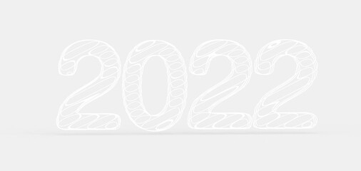 Typography design of 2022 with 3d style