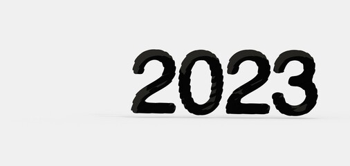 year 2023. 3D illustration numbers isolated white background