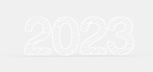Happy New Year 2023. 3D illustration numbers isolated