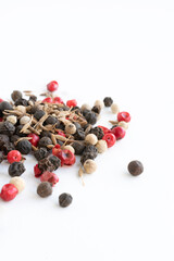 Colorful mix of spices isolated on a white background