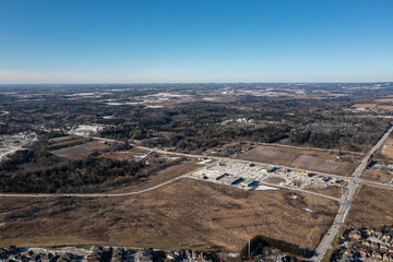 Fototapeta premium Durham Residential area Westney and Rossland rd ajaxdrone view homes houses and suburban area 