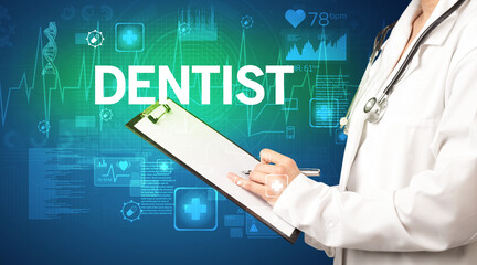 young doctor writing down notes