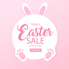 Happy easter, discount template. Vector illustration.