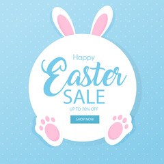 Happy easter, discount template. Vector illustration.